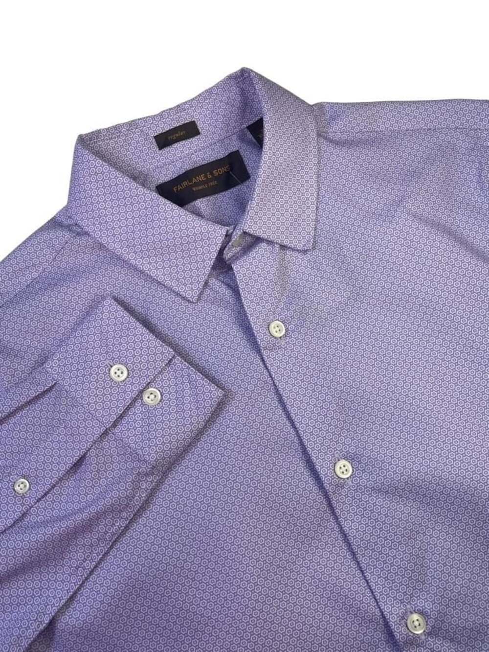 Fairlane & Sons Wrinkle Free Long Sleeve Button-Up Dress Shirt Men's Size SS